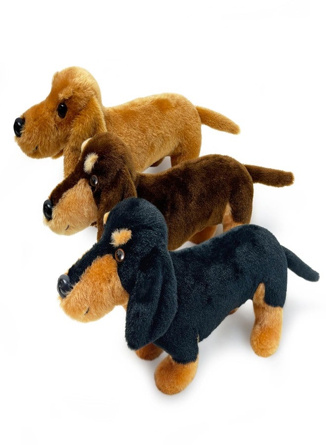 JUSTQUNSEEN 3Pcs Dachshund Dog Stuffed Animal 9.8" Stuffed Animals Set Cute Plush Stuffed Dogs Soft Cuddly Dog Toy for Birthday Children's Party, Best Gift for Kids Puppy Stuffed Toy - Image 2